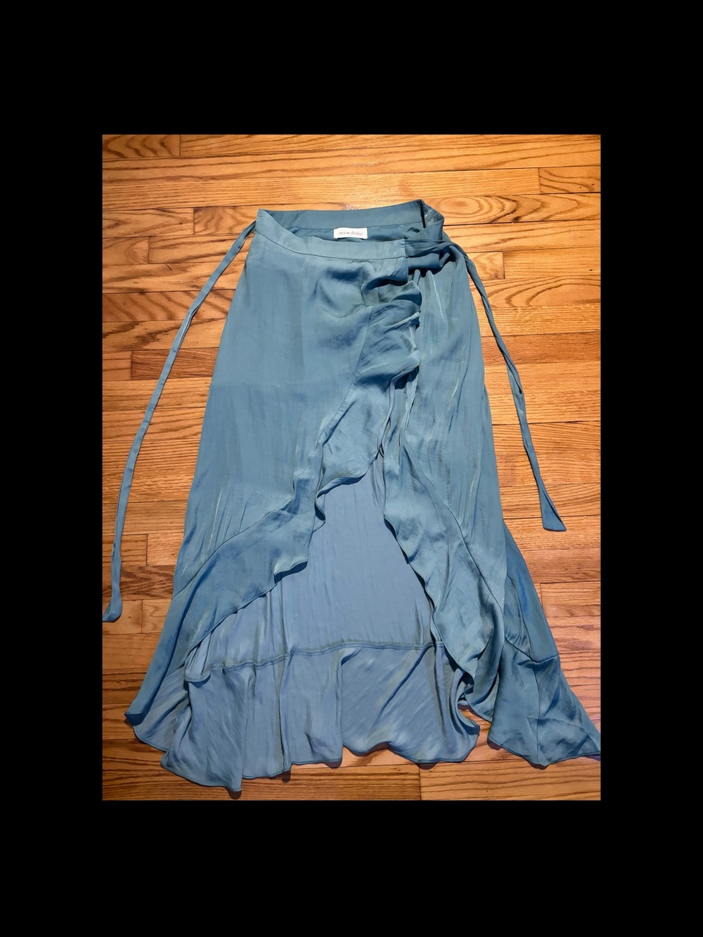Caren forbes Wrap Skirt with ruffle trim high waist teal green size Small